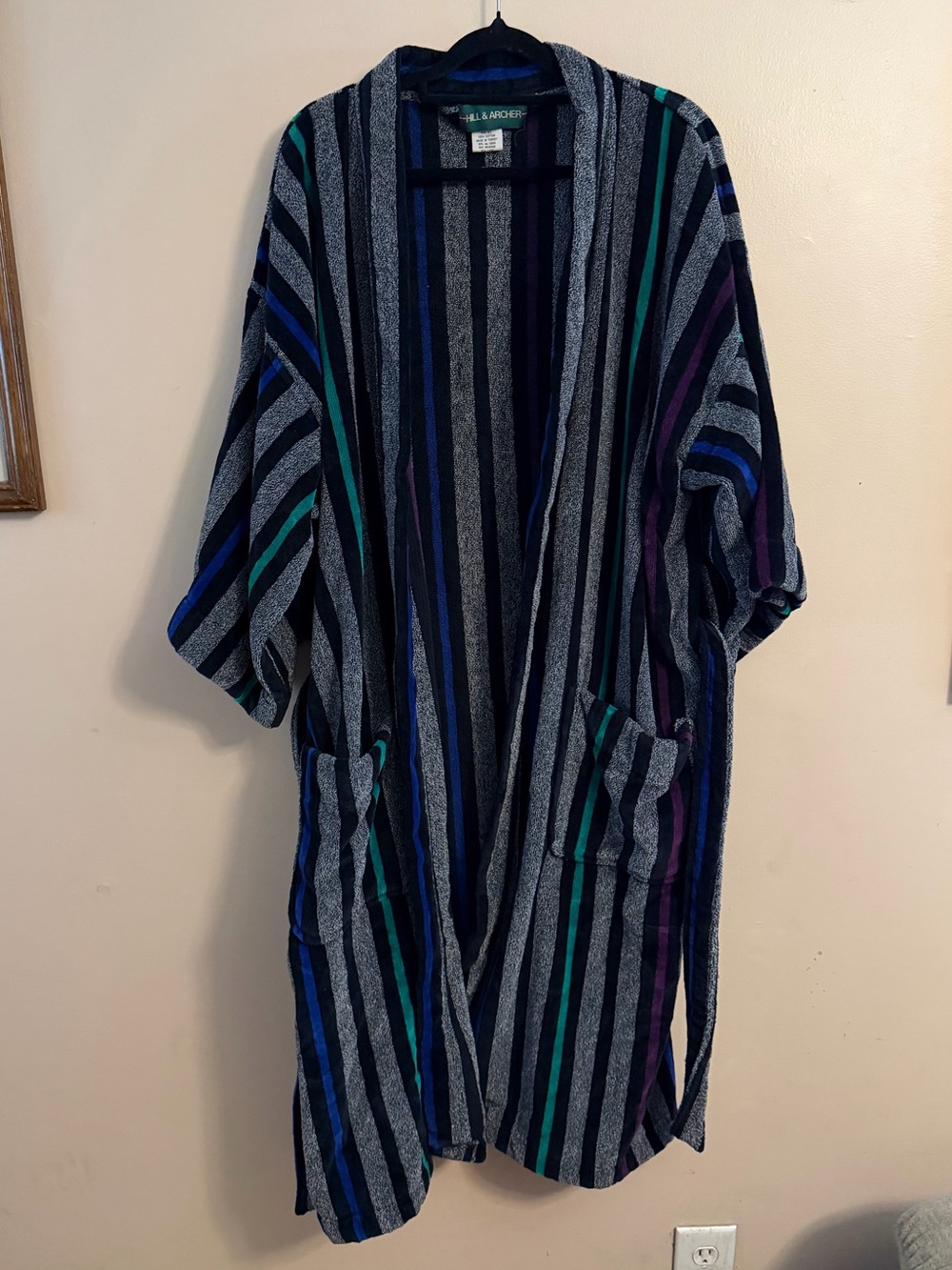 Vintage Hill & Archer Men's Open-Front Stripe Kimono